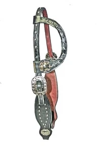 HEADSTALL PERSONALIZZATO FATTO A MANO NERO UN ORECCHIO BRIGLIA INGLESE PELLE CON MACCHIE - Foto 1 di 2