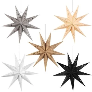9-Pointed 12 Inch Hollow Out Paper Star Lanterns Brown White Gray Christmas L... - Picture 1 of 7