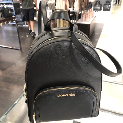 MICHAEL KORS JAYCEE BOLSO MOCHILA BOLSILLO CREMALLERA MEDIANA HERRAJES DORADOS CUERO NEGRO Foto 1 de 4