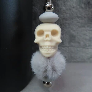 CZASZKA Uchwyt kubka Charm Jasnoniebieski Silikon Rozmyte koraliki Boho Goth Tumbler Unikat - Zdjęcie 1 z 9