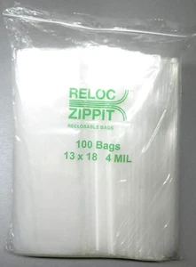 100 Beutel 13x18 Zippit Reloc 4 Mil klar Poly wiederverschließbar GROßE Größe 13" x 18" - Bild 1 von 4