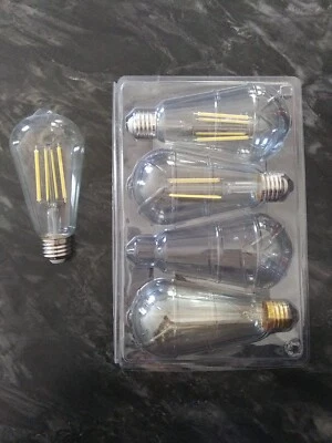  8W ST64 Vintage LED Edison Bulbs 100W Equivalent Daylight White 4 Pk - Image 1 of 4