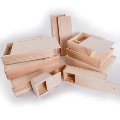 Wooden Storage Boxes with Sliding Lid / Photo Pendrive Memory Keepsake Boxes  - Image 1 of 3