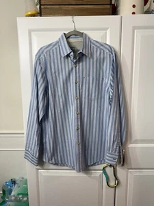 Tommy Bahama Denim blau gestreiftes Langarm geknöpftes Baumwollhemd Größe Medium - Bild 1 von 4