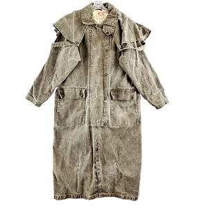 Vintage The Australian Outback Collection Duster Mens M Brown Denim Long Coat - Picture 1 of 13