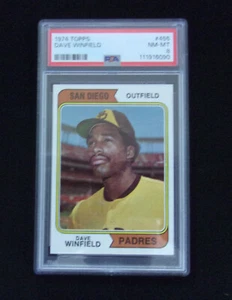 1974 TOPPS DAVE WINFIELD ROOKIE CARD #456 PSA 8 - Foto 1 di 2