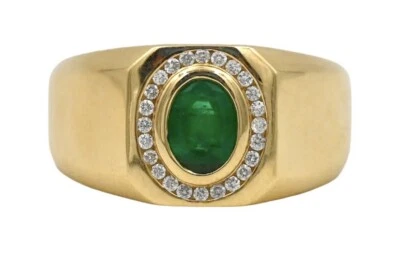 ANILLO HALO DIAMANTES ESMERALDA EFFY VINTAGE ORO AMARILLO 14K DISEÑADOR FIRMADO TALLA 10.5 Foto 1 de 4