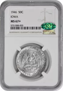 Iowa Commemorative Silver Half Dollar 1946 MS67+ NGC (CAC) - Picture 1 of 2