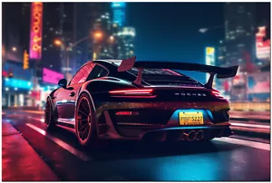 Leinwand-Bild Auto Porsche 911 Carrera GT3 Wandbild Automobil Need For Speed - Bild 1 von 5