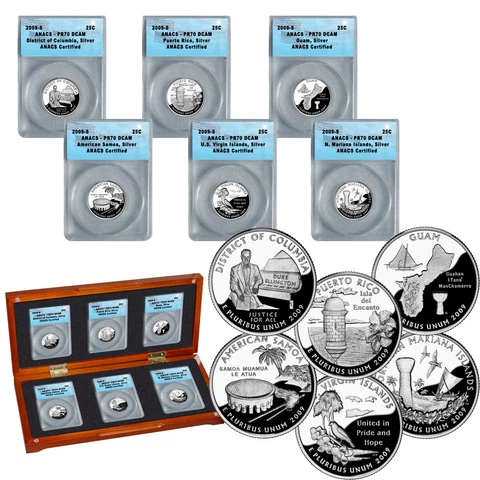 2009 Proof Silver DC/Territory Quarters PR70 Dcam 6pc set Cover