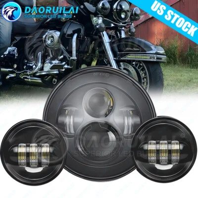 Farol de LED 7" e lâmpadas de passagem para Harley Davidson Ultra Classic Electra Glide - Imagem 1 de 4