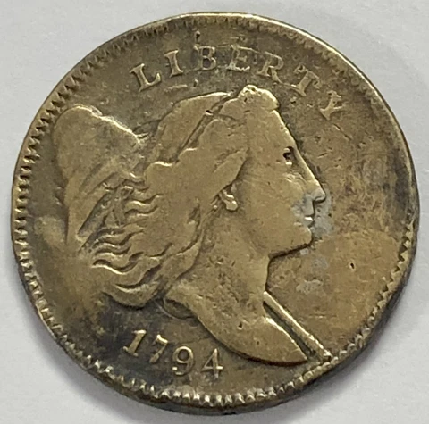 Extremely Rare 1794 1/2c Liberty Cap Head Half Cent VF Details Cover