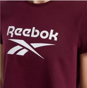 Reebok XL großes Logo kastanienbraun geschnittenes Damen-T-Shirt, kastanienbraun, bequem aktive Kleidung - Bild 1 von 7