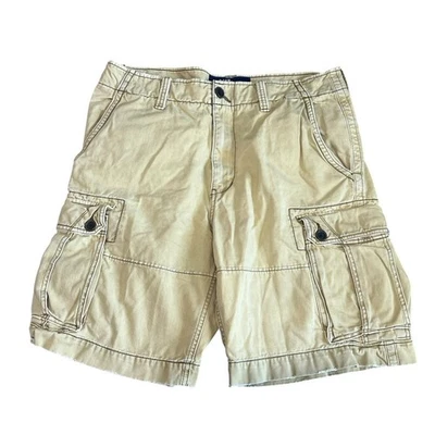 Vintage Y2K American Eagle Cargo Shorts Mens 34 Tan Button Pockets Skate Baggy - Image 1 of 4