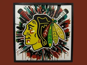 200mm x 200mm (8") 3D Printed Hueforge Artwork Chicago Blackhawks - Picture 1 of 1