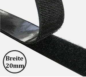 Doppelseitiges Klettband selbstklebend klebend Klettverschluss Schwarz 20mm 3-5m - Bild 1 von 6