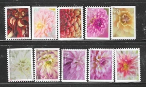 US Sc# 5992-6001 DAHLIAS FROM BOOKLET PANE USED SET OF SINGLES OFF PAPER SOUND - Picture 1 of 1