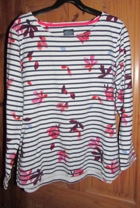 ladies white/black stripe leaf/ floral harbour top from Joules size 20 - Picture 1 of 2
