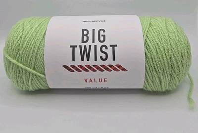 Big Twist Value Yarn 100%Acrylic Nile Green Dye Lot# 657020 Weight#4 6oz 380yds