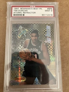 Bowman’s Best Picks 1997 refractor atómico Tim Duncan PSA MT 9 novato RC HOF - Imagen 1 de 2