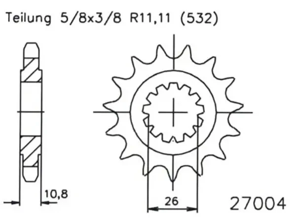Pignon Yamaha - 532 - 17 Dents - Similaire JTF585 - Made in Germany - Photo 1/1