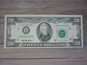 SERIES 1995 $20 DOLLAR BILL FEDERAL RESERVE NOTE UNCIRCULATED - Picture 1 of 2