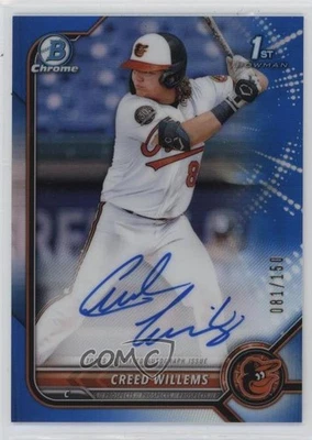 2022 Bowman Chrome Prospect Auto Blue Refractor /150 Creed Willems #CPA-CW Auto - Image 1 of 2