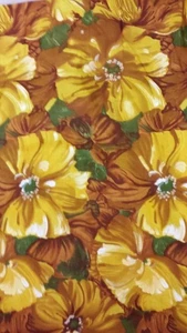 Tela floral vintage de hibisco marrón dorado de los años 60 para decoración del hogar 30 x 44 f4031 - Imagen 1 de 6