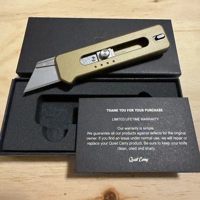 Navaja de bolsillo utilitaria QUIET CARRY The Plank (aluminio oliva) con clip de cable EDC ¡NUEVA! Foto 1 de 4