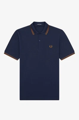 Fred Perry Reissues Original Twin Tipped Polo Deep Carbon Dark Caramel - Imagen 1 de 2