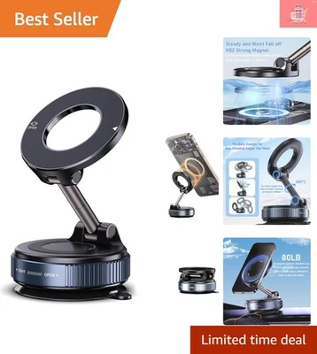 Compact and Foldable Magnetic Car Phone Holder - 360º Rotation & Strong Grip - Image 1 of 4
