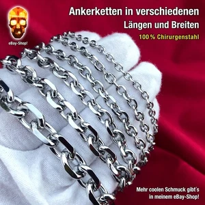 40 45 50 60 70 80 90 cm Ankerkette Halskette Anhänger Edelstahl dünn Panzerkette - Bild 1 von 7