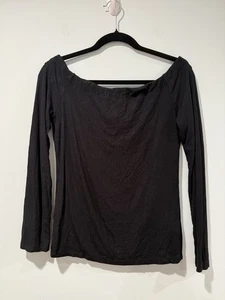 Z Supply Top Womens Large Black Scoop Neck Long Sleeve Ribbed Minimalist Travel - Picture 1 of 6