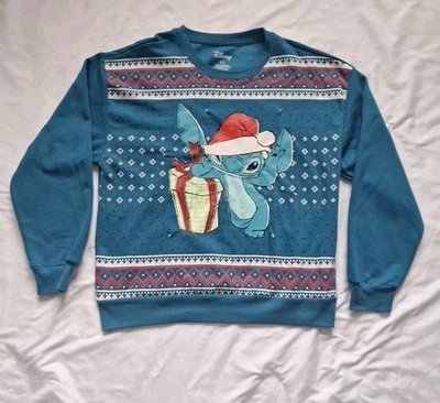 Suéter Disney Stitch Azul Feliz Navidad Iluminado M (7-9) Foto 1 de 4