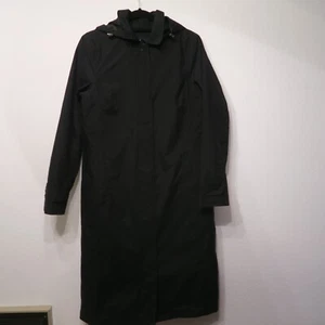 Womens LANDS END Lined Commuter Coat 43" Long Hooded Parka BLACK Small jacket S - Picture 1 of 19