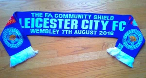 LEICESTER CITY V MANCHESTER UNITED COMMUNITY SHEILD 2016 SCARF BLUE BNWT - Picture 1 of 9