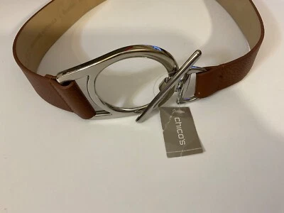 NWT Chico’s - Kendra Brown Vegan Leather Romantic Boho Belt with Elastic - S - Image 1 of 4