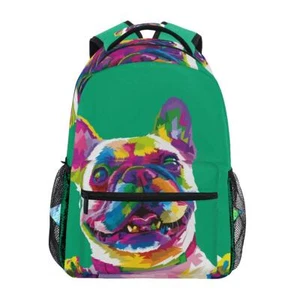 School Backpack French Bulldog Teens Girls Boys Schoolbag Travel Bag - Picture 1 of 7