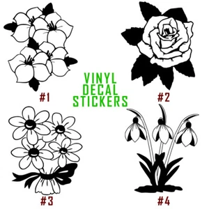 Calcomanía de vinilo con flores pegatina ventana de coche pared portátil planta arte floral vendedor de EE. UU. - Imagen 1 de 12
