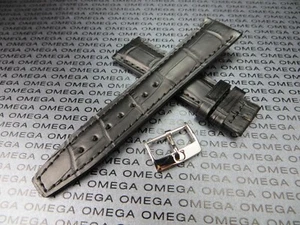 20mm Grain Leather Strap Black Watch Band with OEM OMEGA Buckle 20 Polish R - Picture 1 of 6