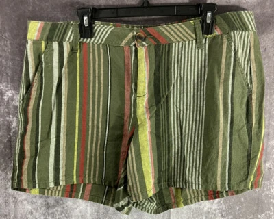 Pantalones cortos Liz Claiborne para mujer talla 14 mezcla de lino a rayas Foto 1 de 4