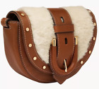 Fossil Harwell Small Flap Crossbody Bag Brown Leather And Shearling Zb1953101 Nwt
