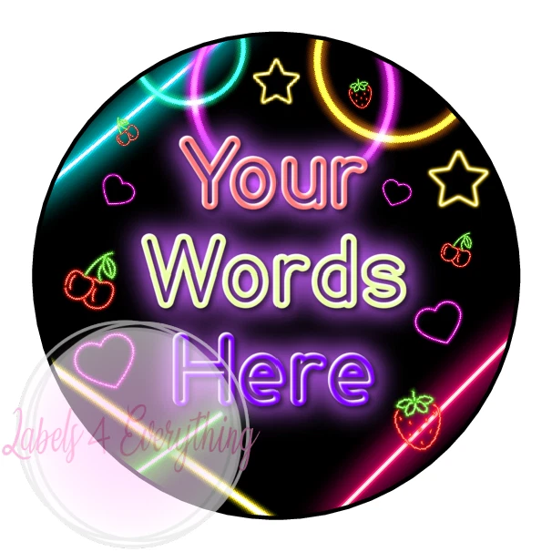 LABELS4EVERYTHING Personalised Neon Disco Sticker Glow Party Thank You Sweet Cone Birthday Heart