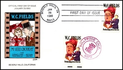 Scott 1803 15 Cents W.C. Fields Collins Hand Painted FDC - Image 1 of 2