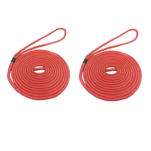 10mm Pre-Spliced Polyester Braided Docklines Mooring Rope Red 2 x 15 Metres - Picture 1 of 8
