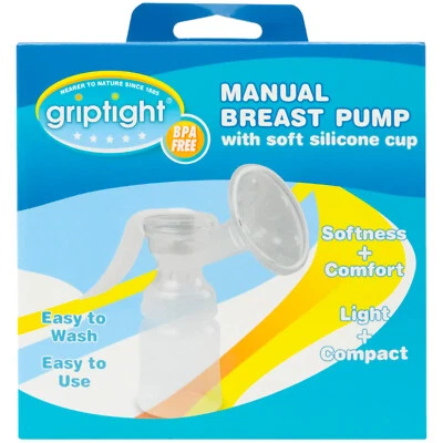 Griptight Manual Breast Pump With Soft Silicone Cup BPA Free Easy To Use & Wash - Image 1 of 4