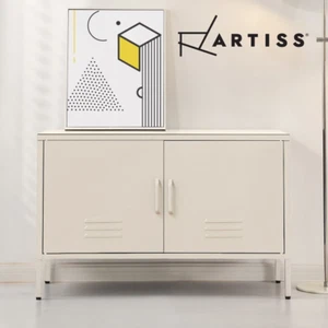 Artiss Buffet Sideboard Cupboard Cabinet Storage Locker Metal White BASE - Picture 1 of 8