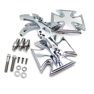 Maltese Cross Running Acrylic Mirrors For Harley Dyna Wide Glide Chrome - Bild 1 von 8