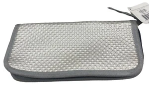 silver gray fabric black lining zipper bag makeup case storage 9" x 4" NEW READ - Picture 1 of 7