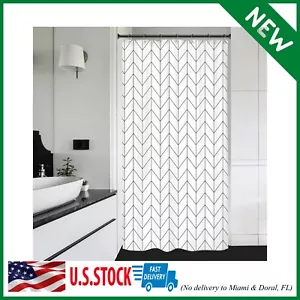 Black White Stall Small Dorm Camper Shower Curtain Liner RV Narrow Walkin - Picture 1 of 10